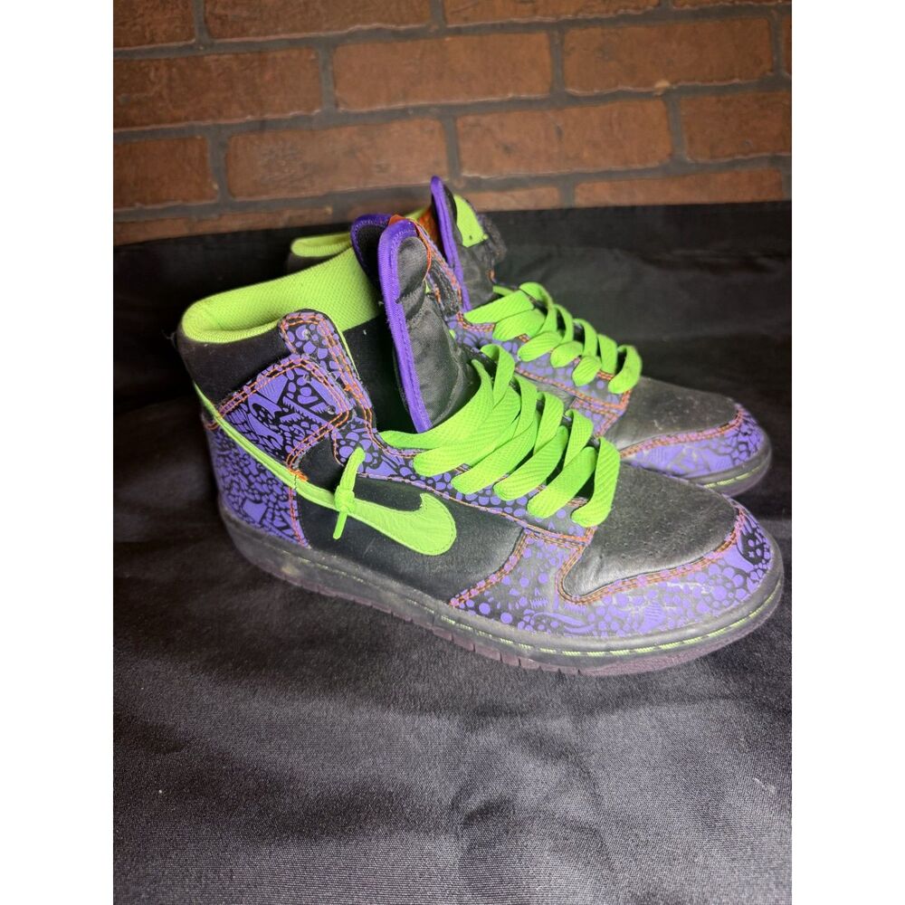 Nike Dunk High Premium Day of the Dead 2009 323955-030 Mens 9.5 Black Green